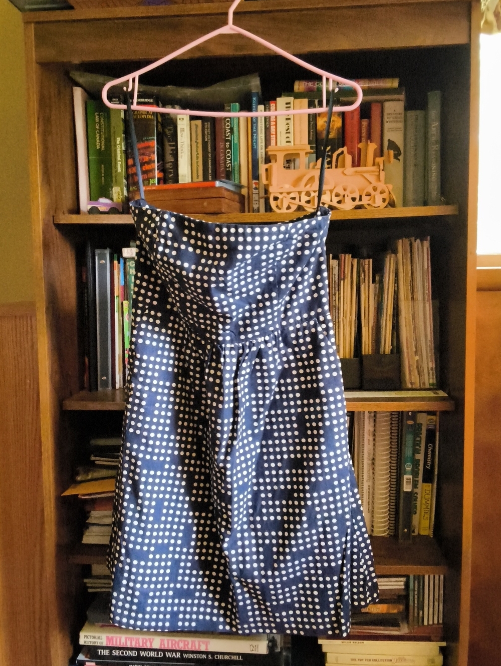 GAP Strapless Navy Polka Dot A-Line Dress